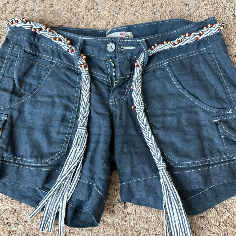 Blue shorts size 4 by Joie with woven belt